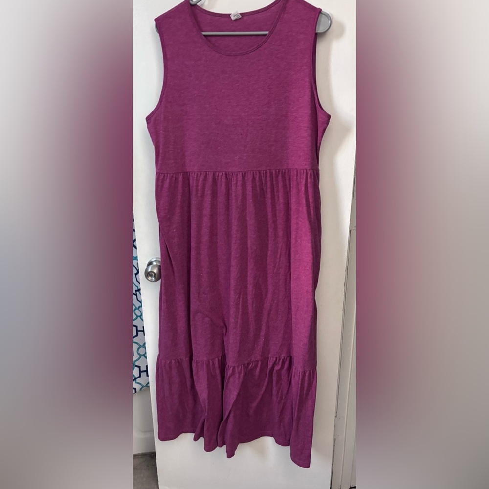 Magenta Short Sleeve Summer Knit Dress - women